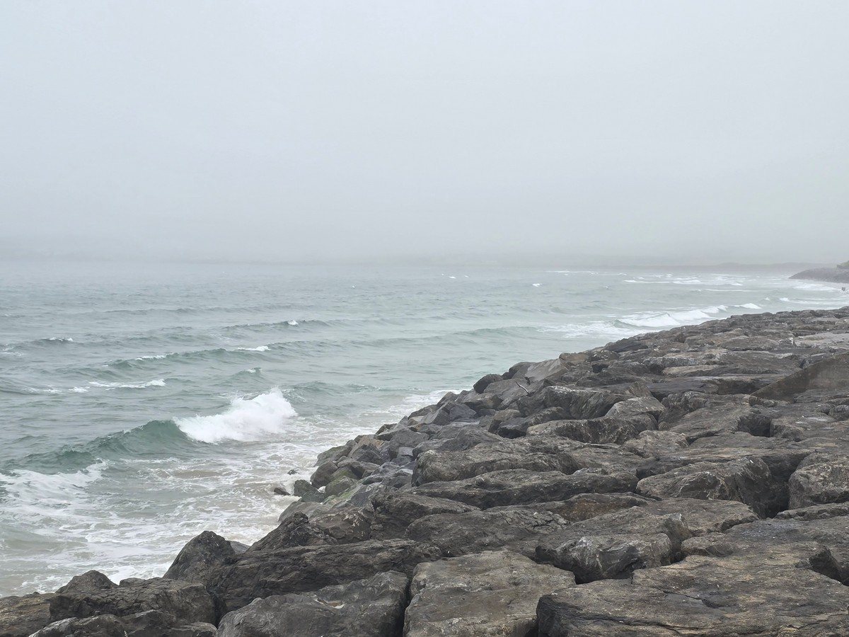 2-3ft messy waves, moderate onshore wind, 12kts WSW.